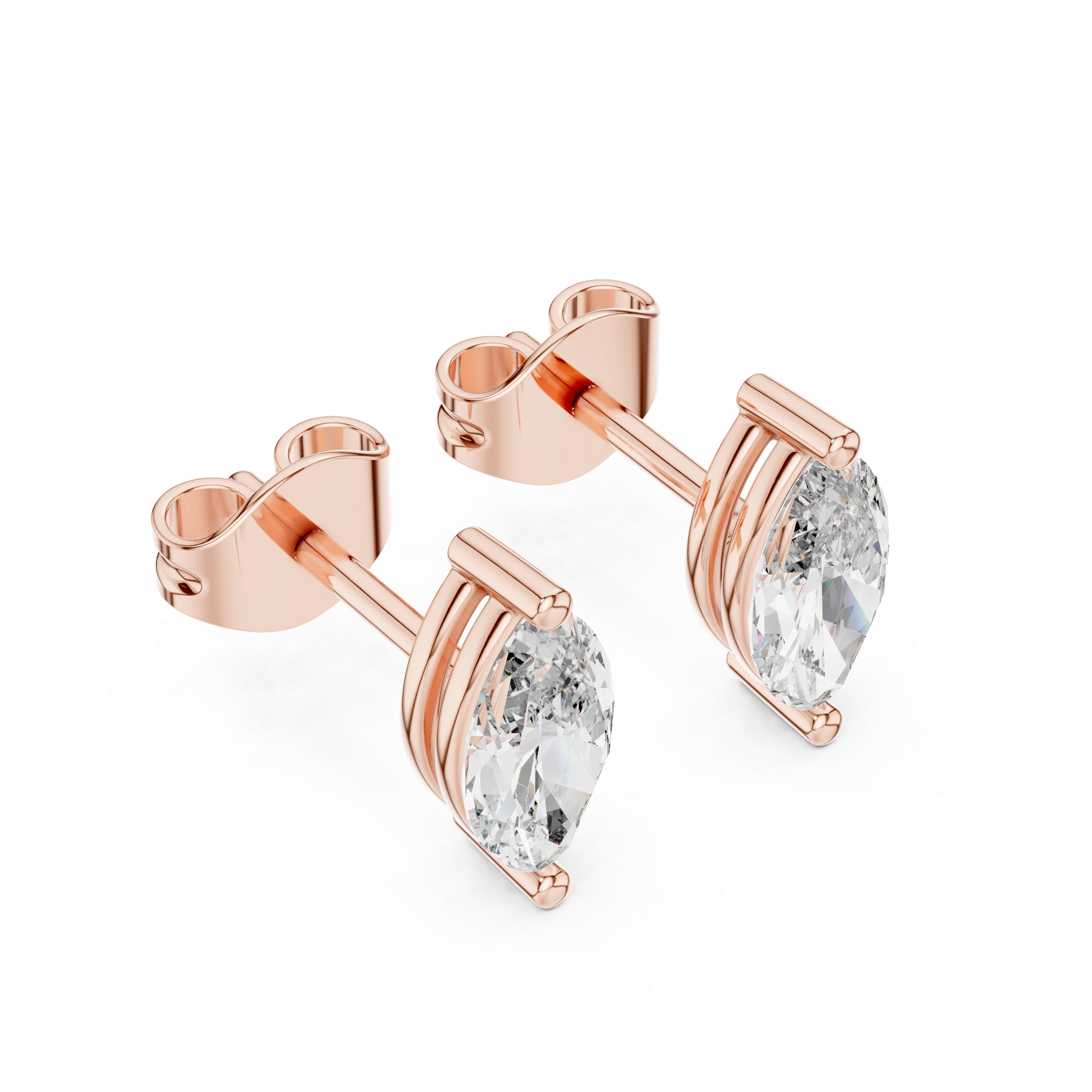 Gold Prong Solitaire Marquise Lab Grown Diamond Goswin Earring