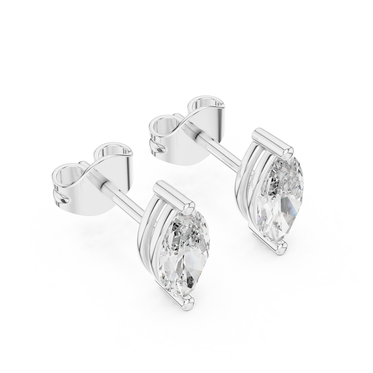 Gold Prong Solitaire Marquise Lab Grown Diamond Goswin Earring