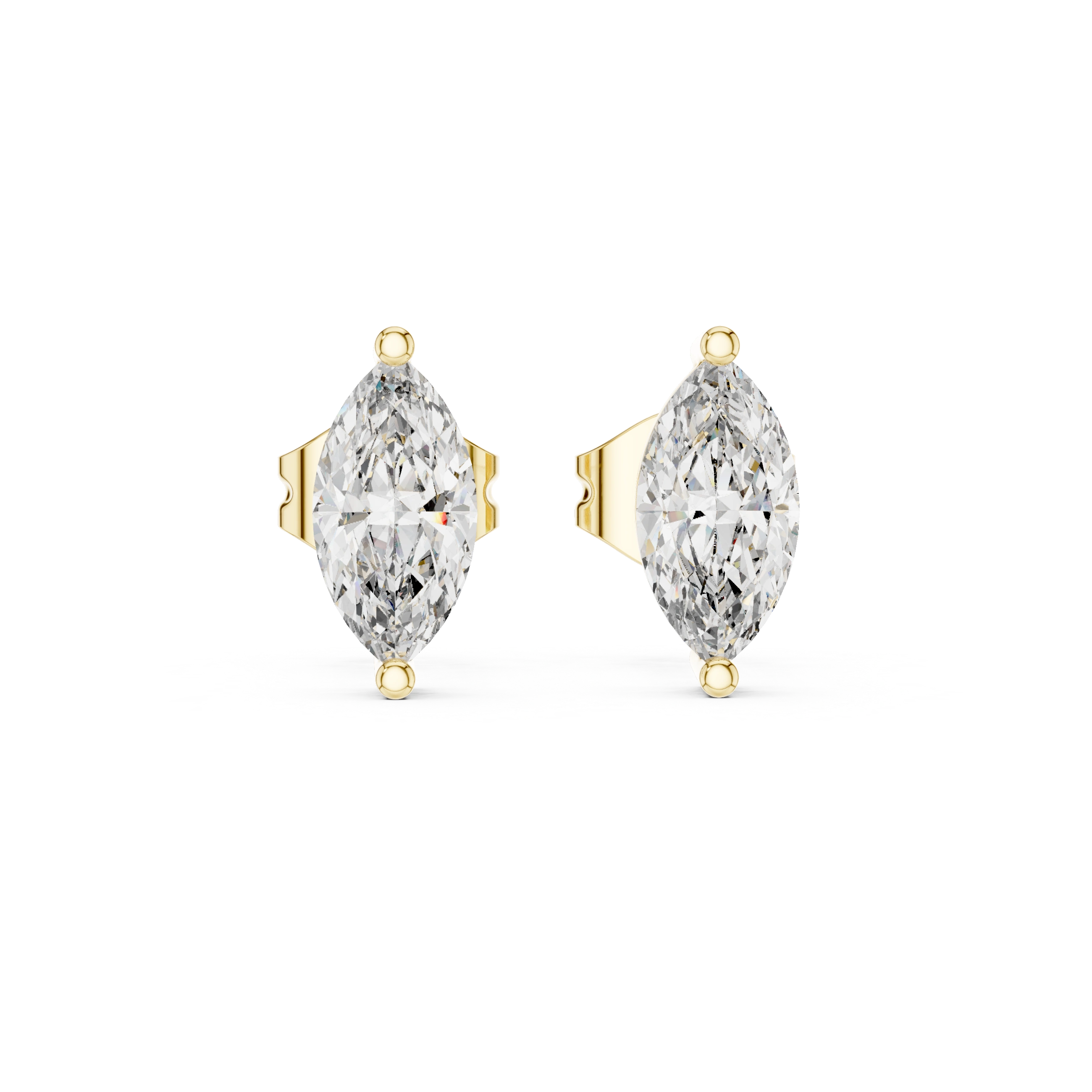Gold Prong Solitaire Marquise Lab Grown Diamond Goswin Earring