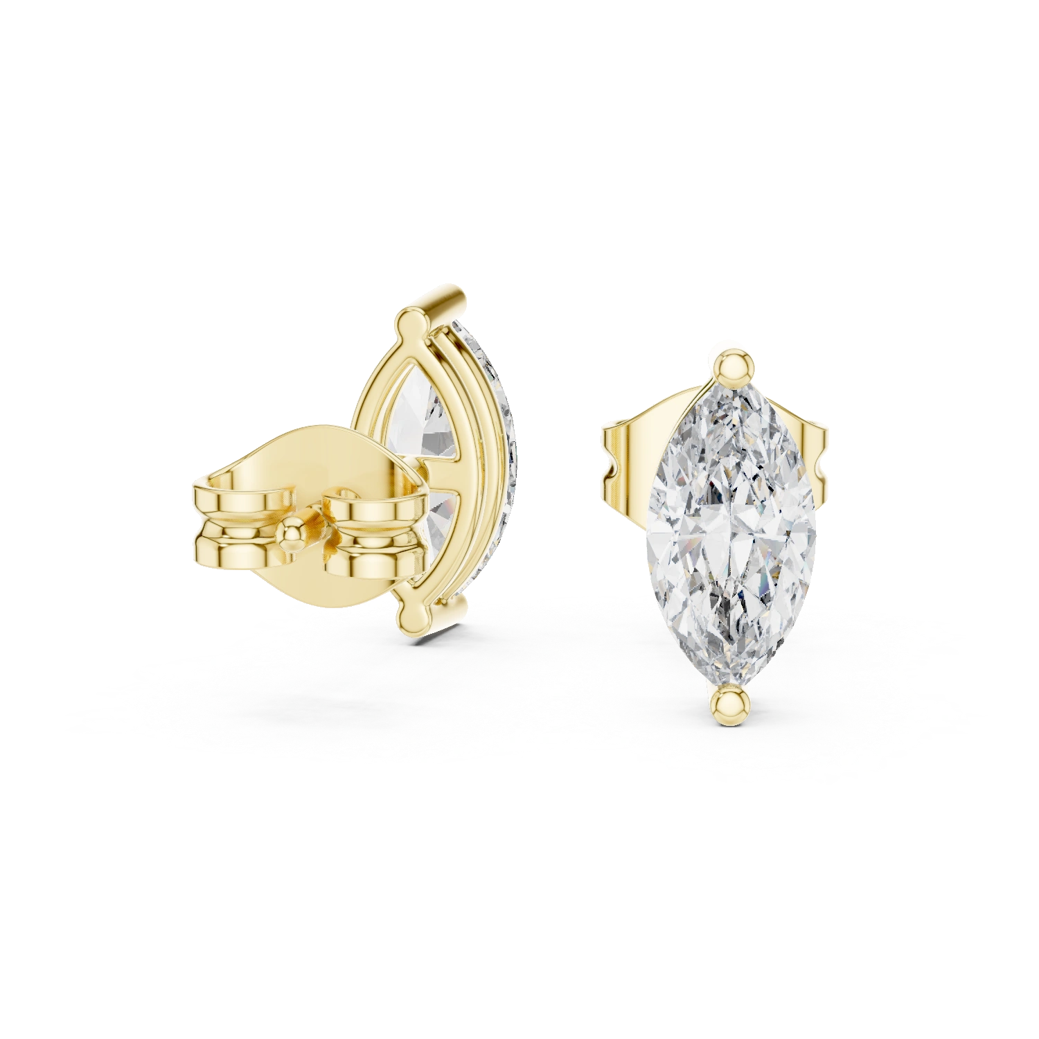 Gold Prong Solitaire Marquise Lab Grown Diamond Goswin Earring
