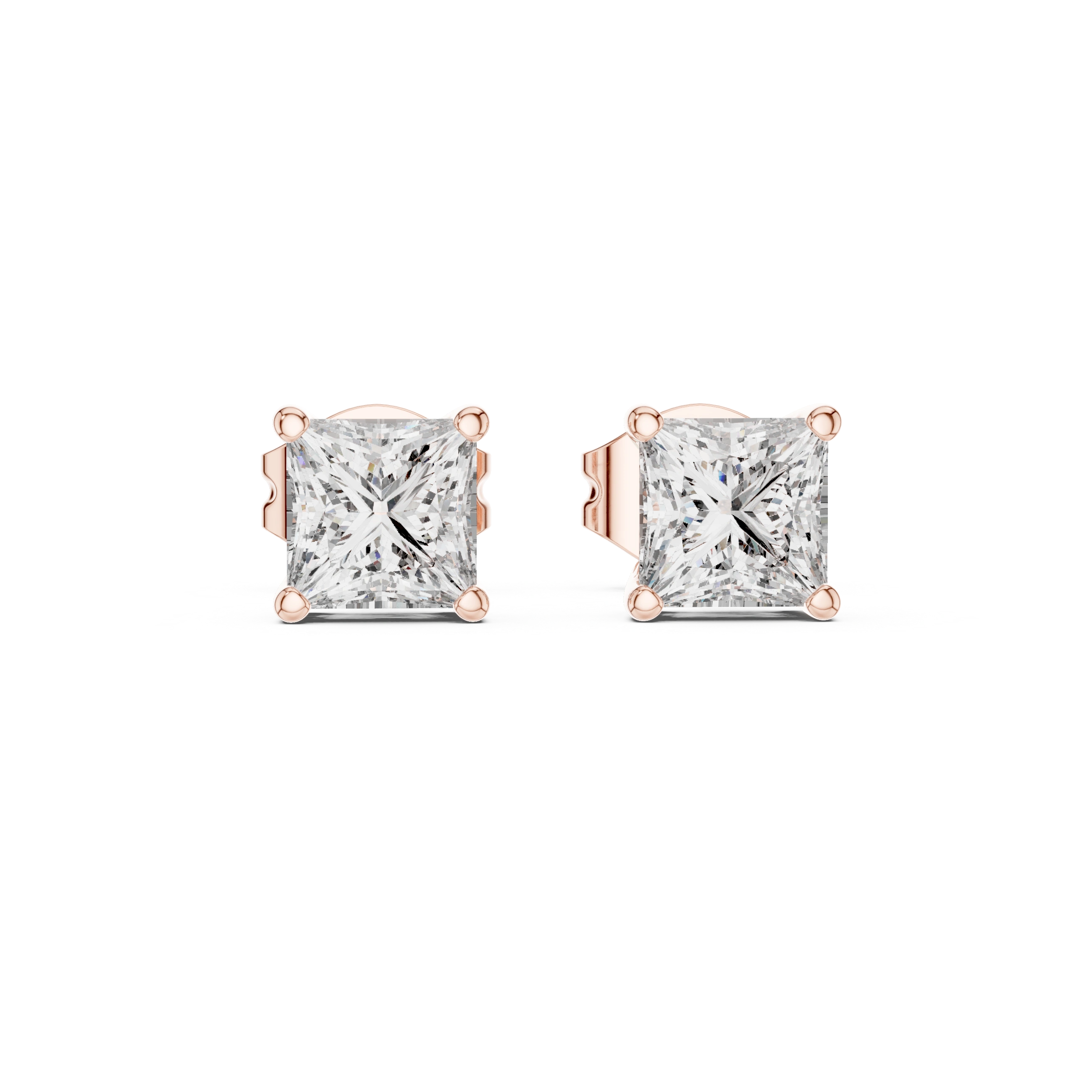 Gold 1Ct Basket Solitaire Princess Lab Grown Diamond Orfeo Earring