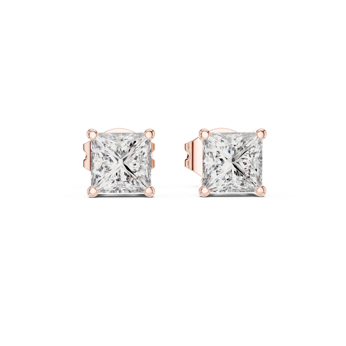 Gold 1Ct Basket Solitaire Princess Lab Grown Diamond Orfeo Earring