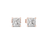 Gold 1Ct Basket Solitaire Princess Lab Grown Diamond Orfeo Earring