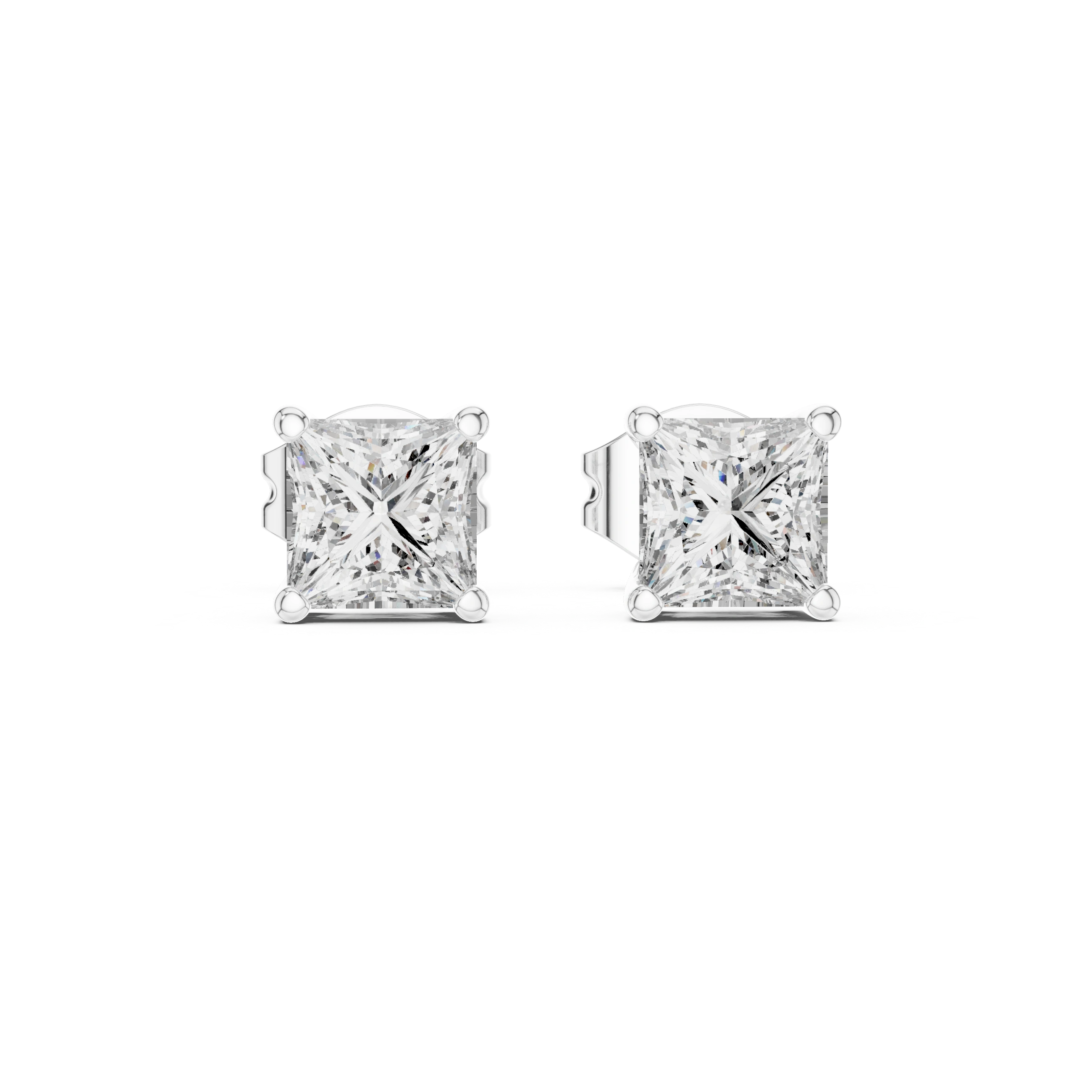 Gold 1Ct Basket Solitaire Princess Lab Grown Diamond Orfeo Earring