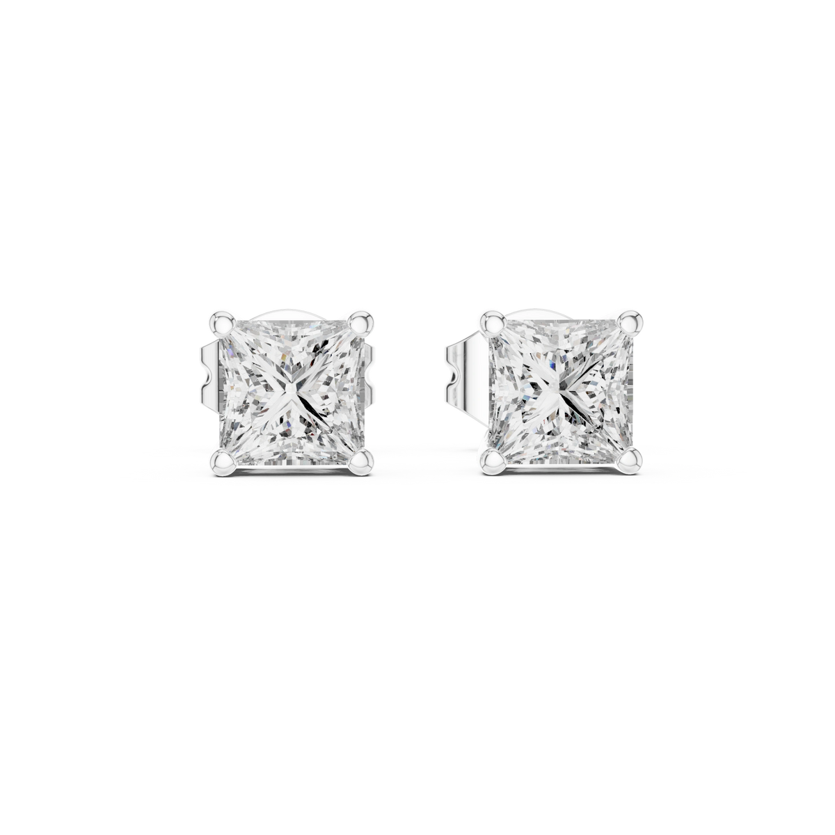 Gold 1Ct Basket Solitaire Princess Lab Grown Diamond Orfeo Earring