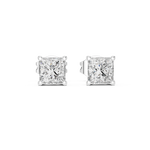 Gold 1Ct Basket Solitaire Princess Lab Grown Diamond Orfeo Earring