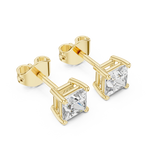 Gold 1Ct Basket Solitaire Princess Lab Grown Diamond Orfeo Earring