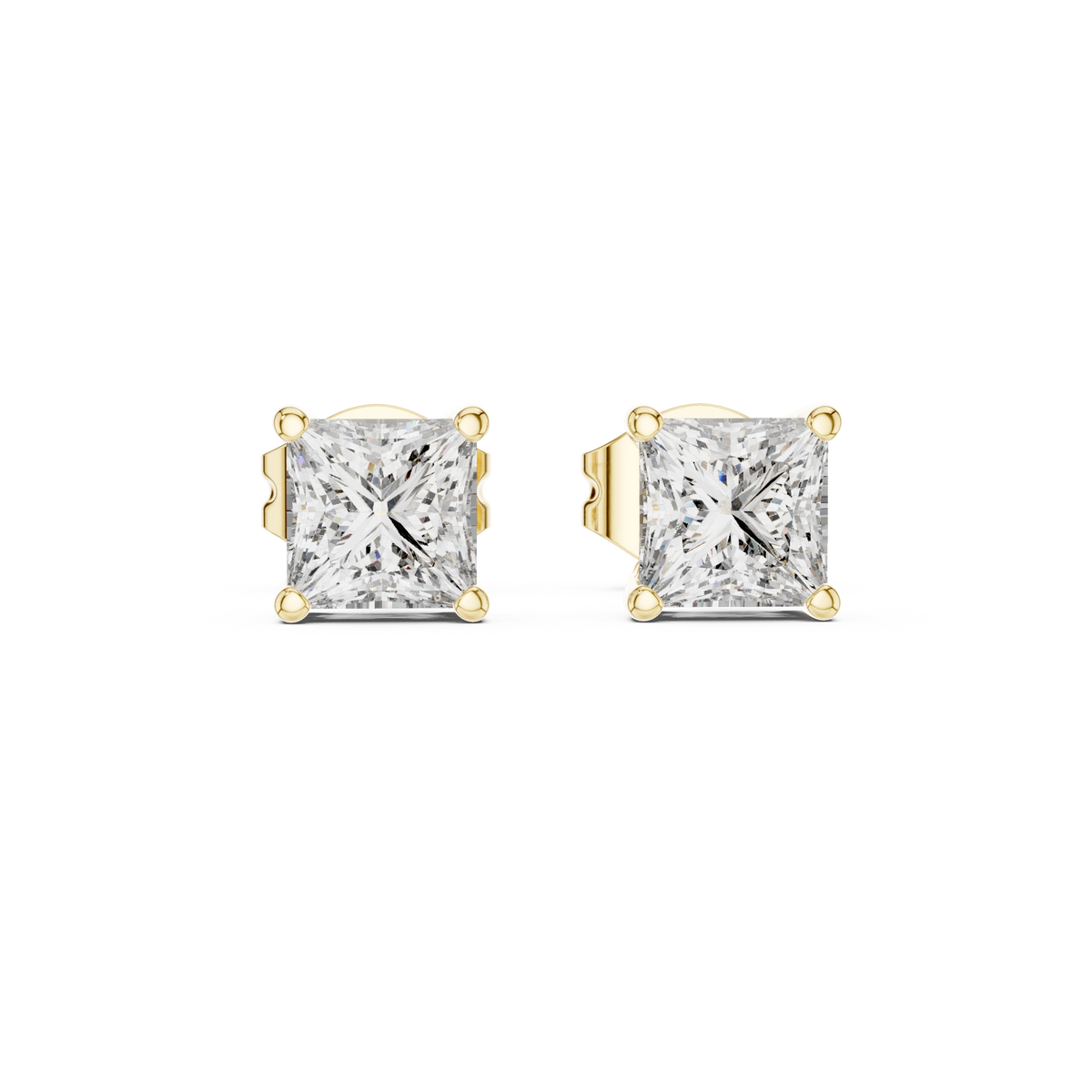 Gold 1Ct Basket Solitaire Princess Lab Grown Diamond Orfeo Earring
