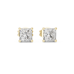 Gold 1Ct Basket Solitaire Princess Lab Grown Diamond Orfeo Earring