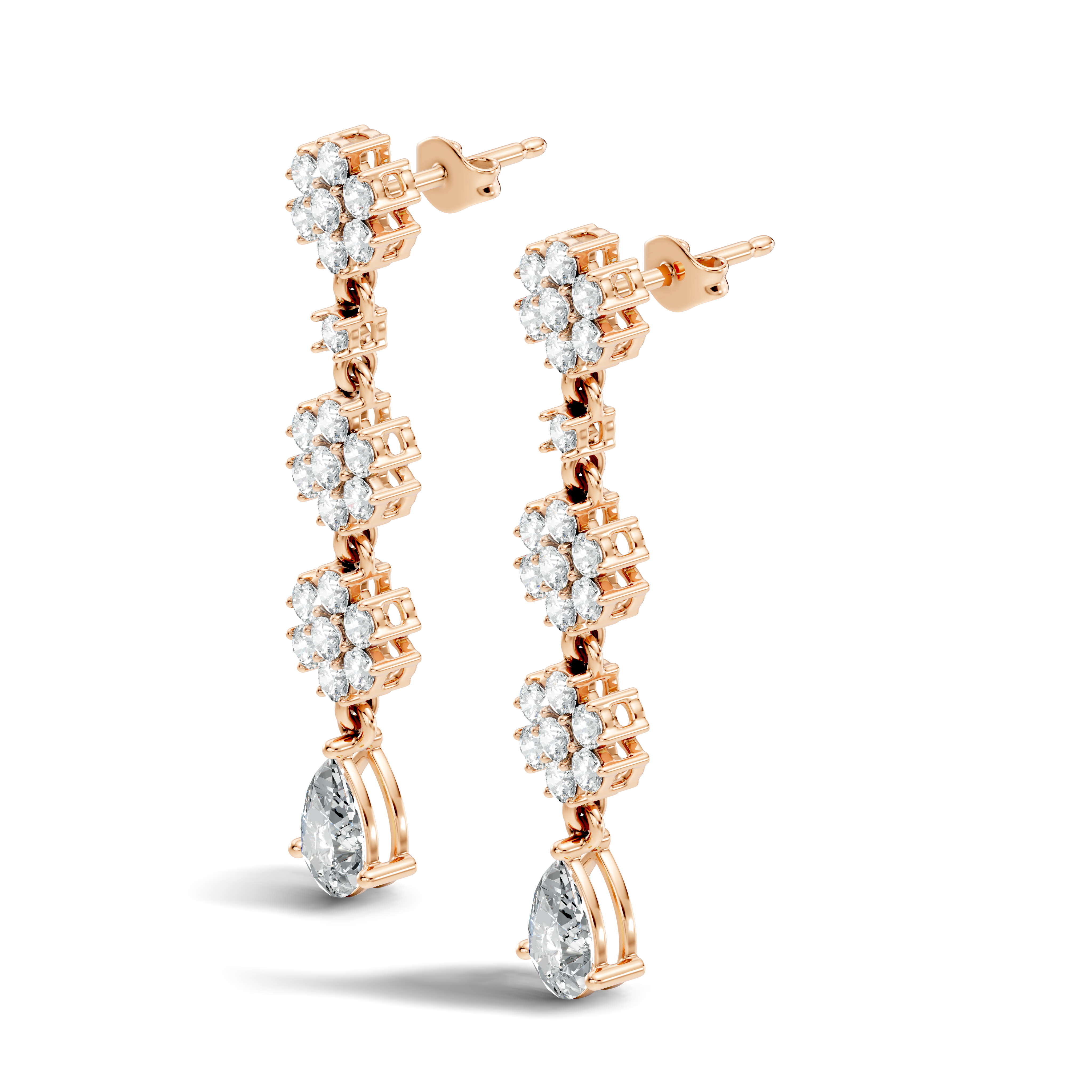 Gold 2Ct Cluster Floral Pear Lab Grown Diamond Dovyn Earring