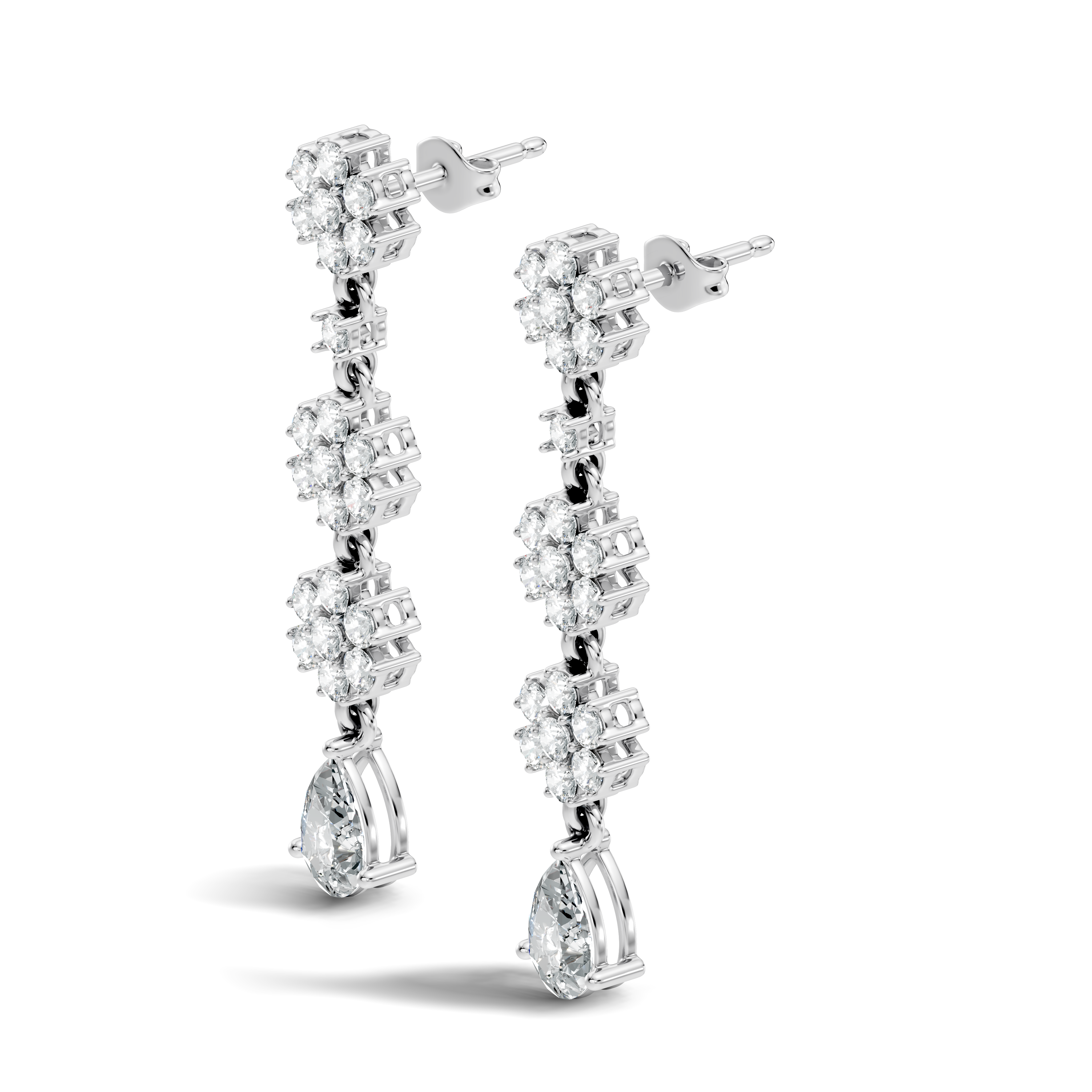 Gold 2Ct Cluster Floral Pear Lab Grown Diamond Dovyn Earring