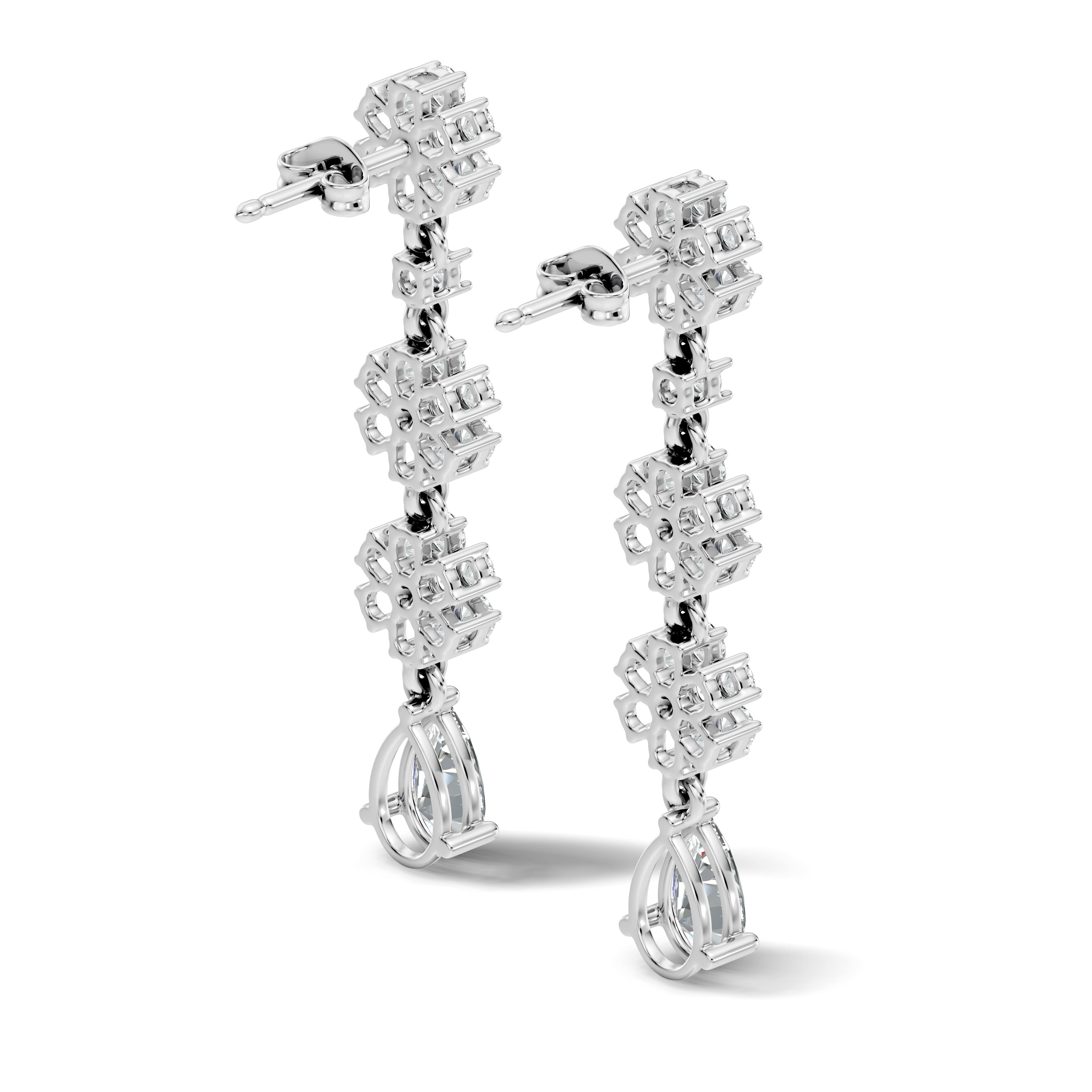 Gold 2Ct Cluster Floral Pear Lab Grown Diamond Dovyn Earring