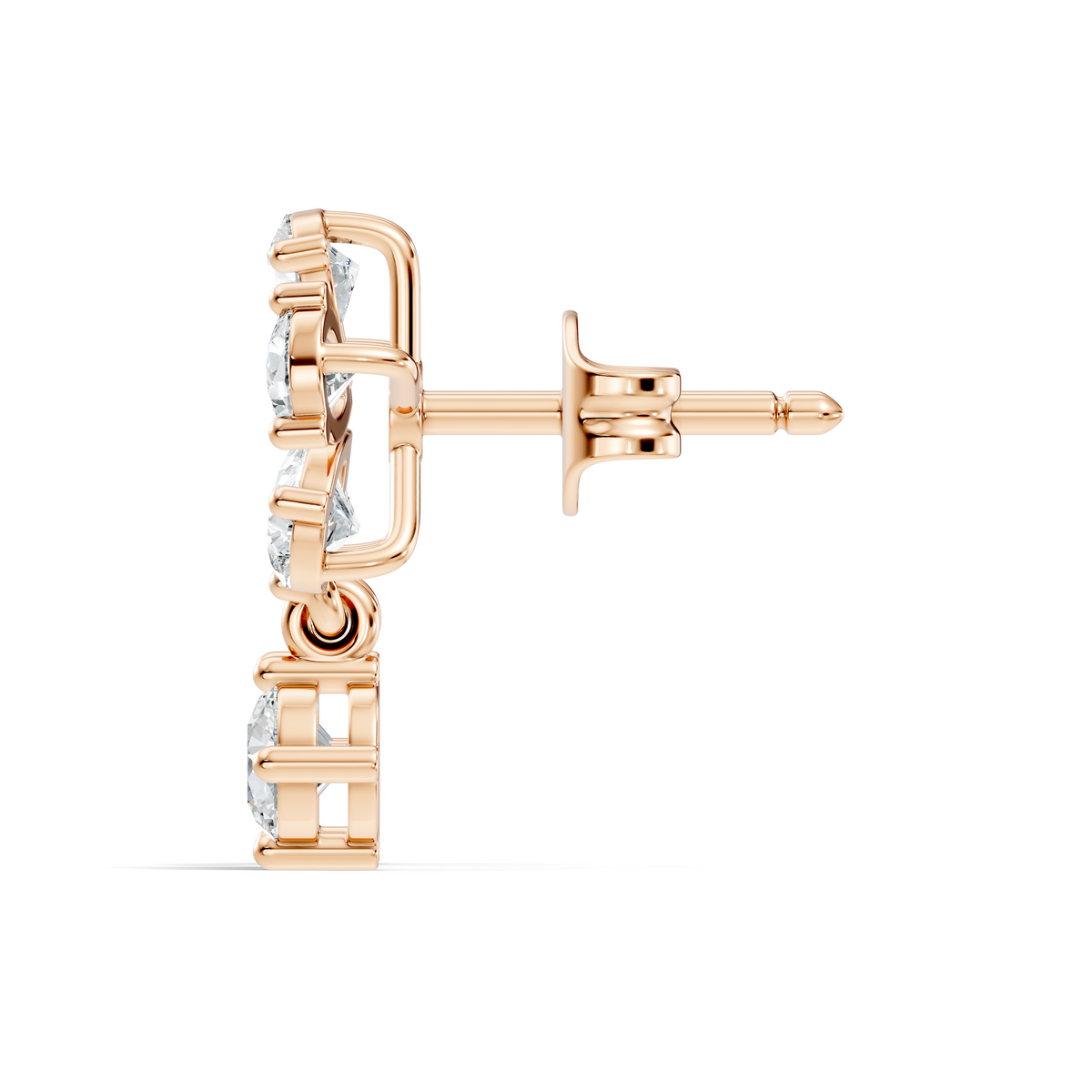 Gold 1Ct Floral Drop Design Pear Lab Grown Diamond Cavex Earring