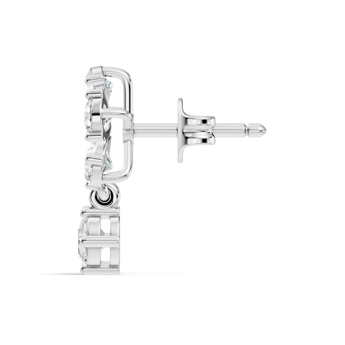 Gold 1Ct Floral Drop Design Pear Lab Grown Diamond Cavex Earring