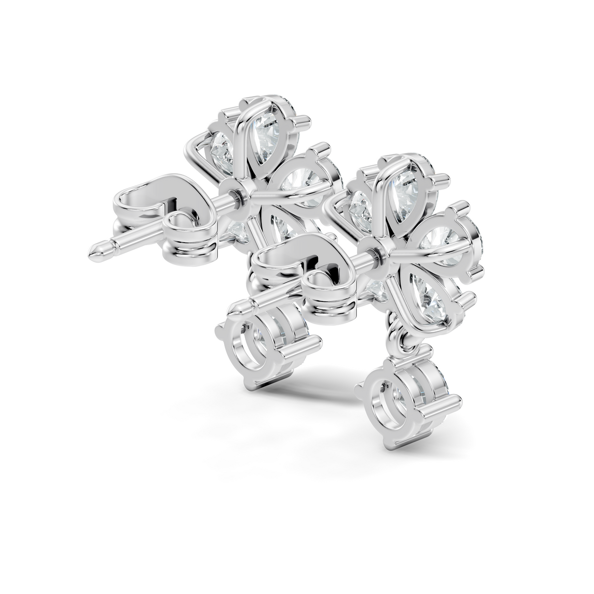 Gold 1Ct Floral Drop Design Pear Lab Grown Diamond Cavex Earring