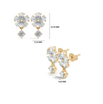 Gold 1Ct Floral Drop Design Pear Lab Grown Diamond Cavex Earring
