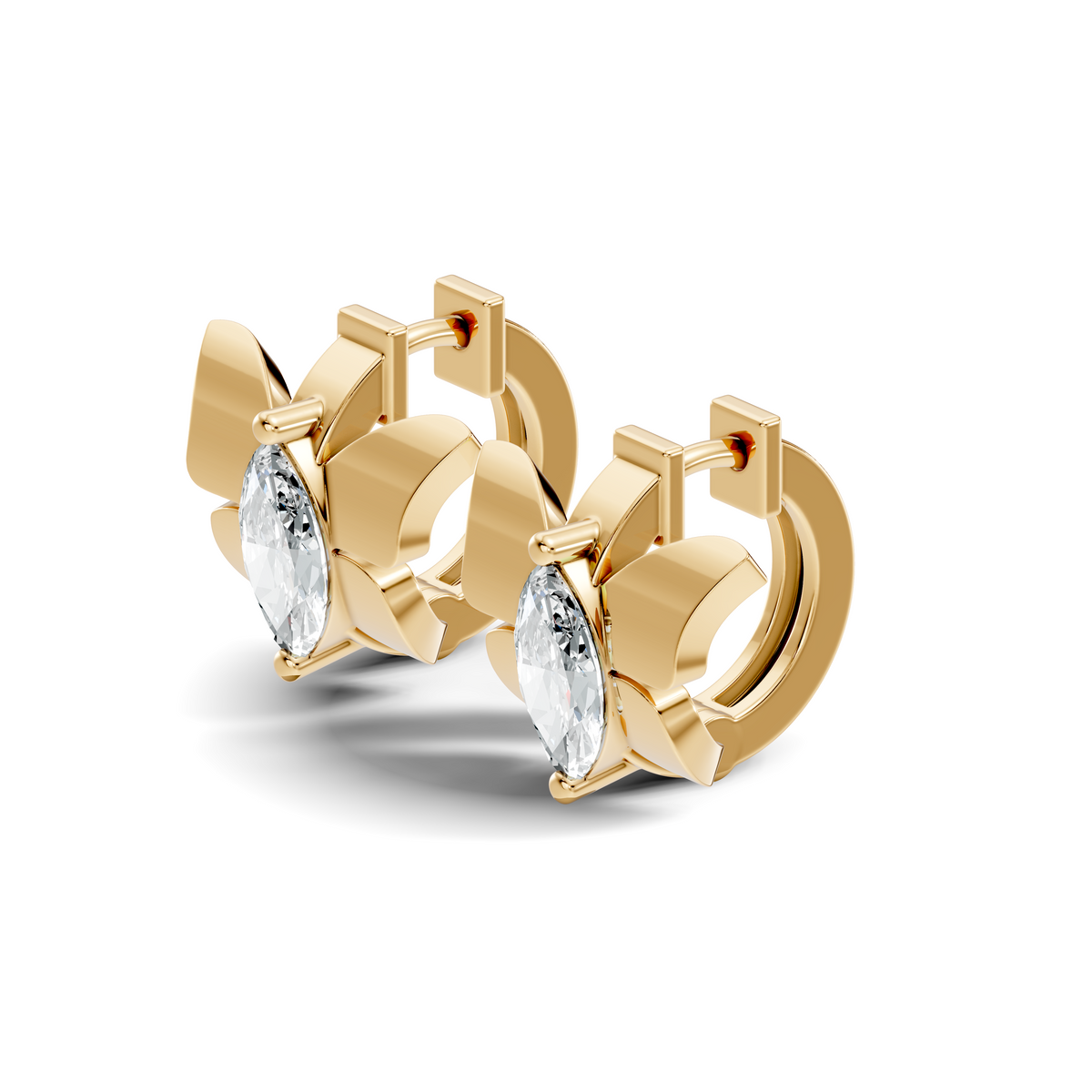 Gold Cluster Pave Marquise Lab Grown Diamond Fynel Earring