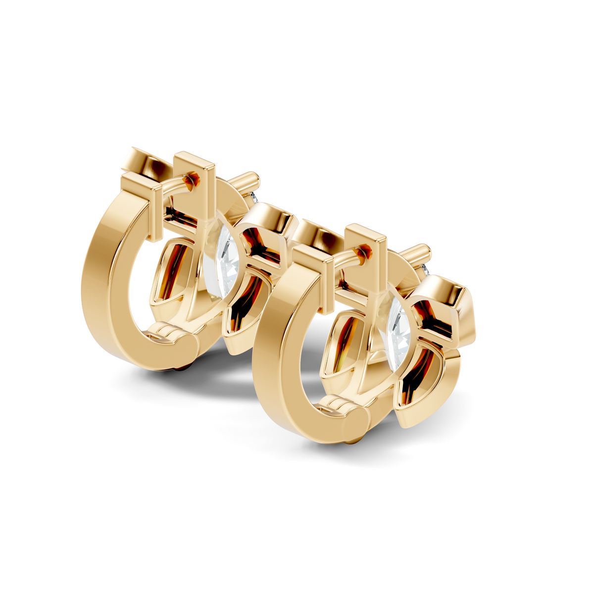 Gold Cluster Pave Marquise Lab Grown Diamond Fynel Earring