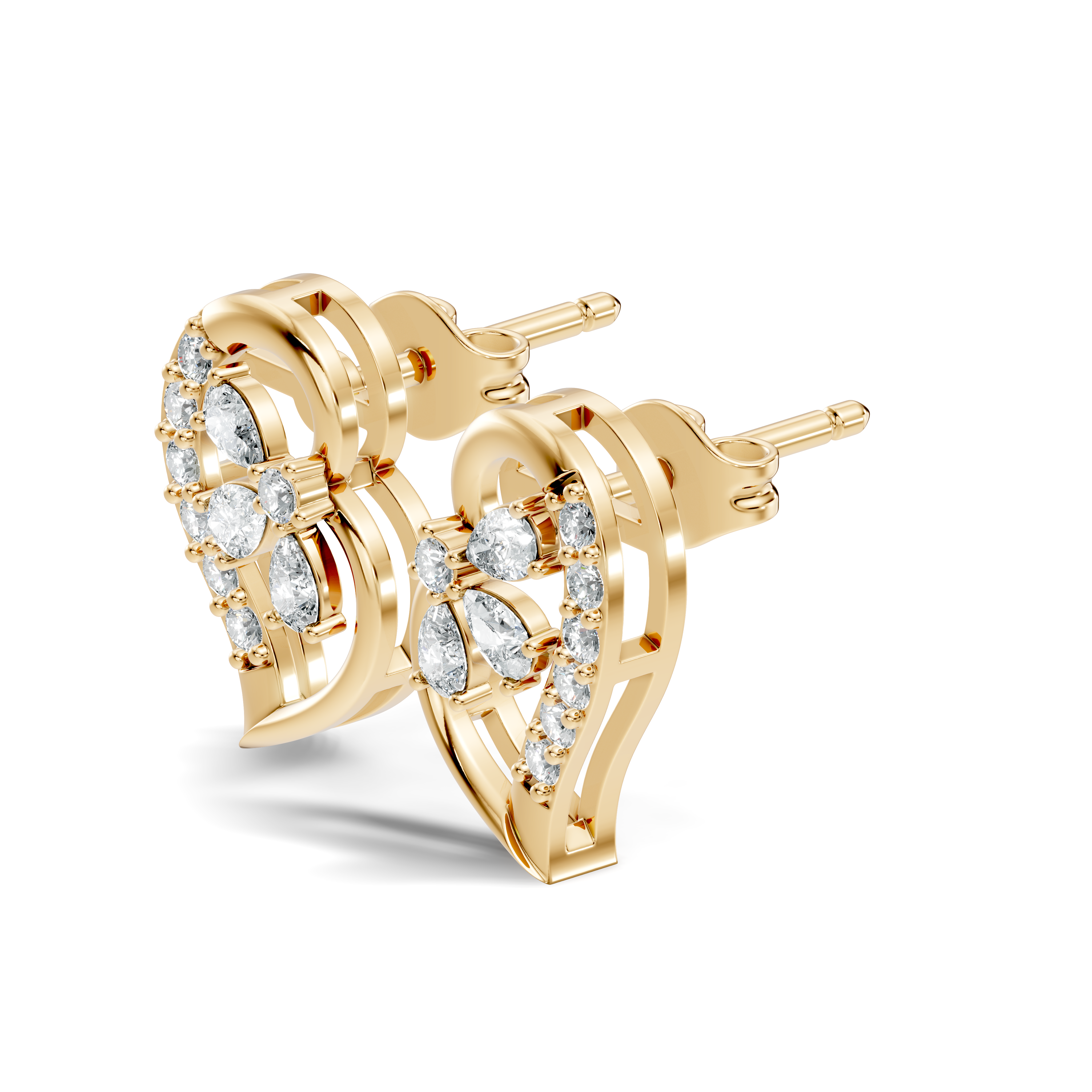 Gold Swirl Petal Pear Lab Grown Diamond Gorix Earring