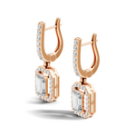 Gold 2Ct Halo Drop Emerald Lab Grown Diamond Helor Earring