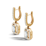 Gold 2Ct Halo Drop Emerald Lab Grown Diamond Helor Earring