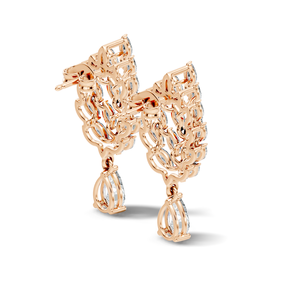 Gold 2Ct Marquise Petal Cluster Lab Grown Diamond Loryx Earring