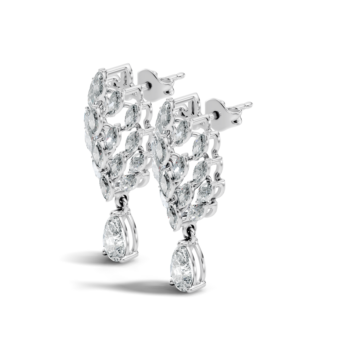 Gold 2Ct Marquise Petal Cluster Lab Grown Diamond Loryx Earring