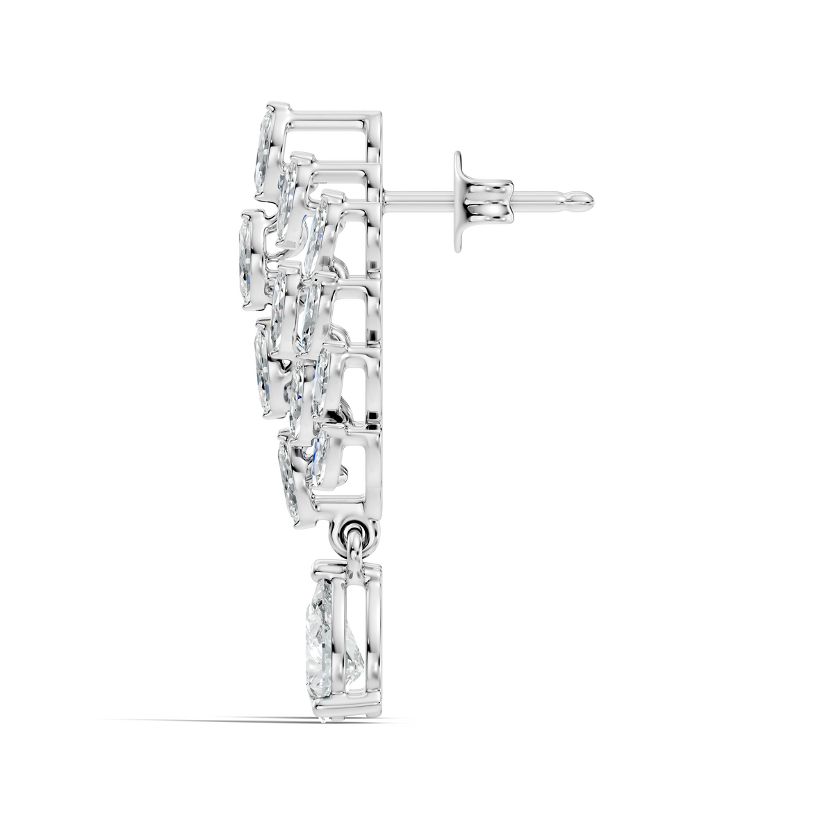 Gold 2Ct Marquise Petal Cluster Lab Grown Diamond Loryx Earring