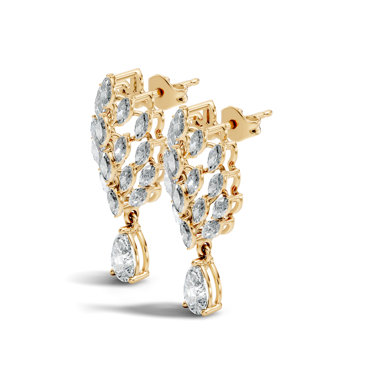 Gold 2Ct Marquise Petal Cluster Lab Grown Diamond Loryx Earring