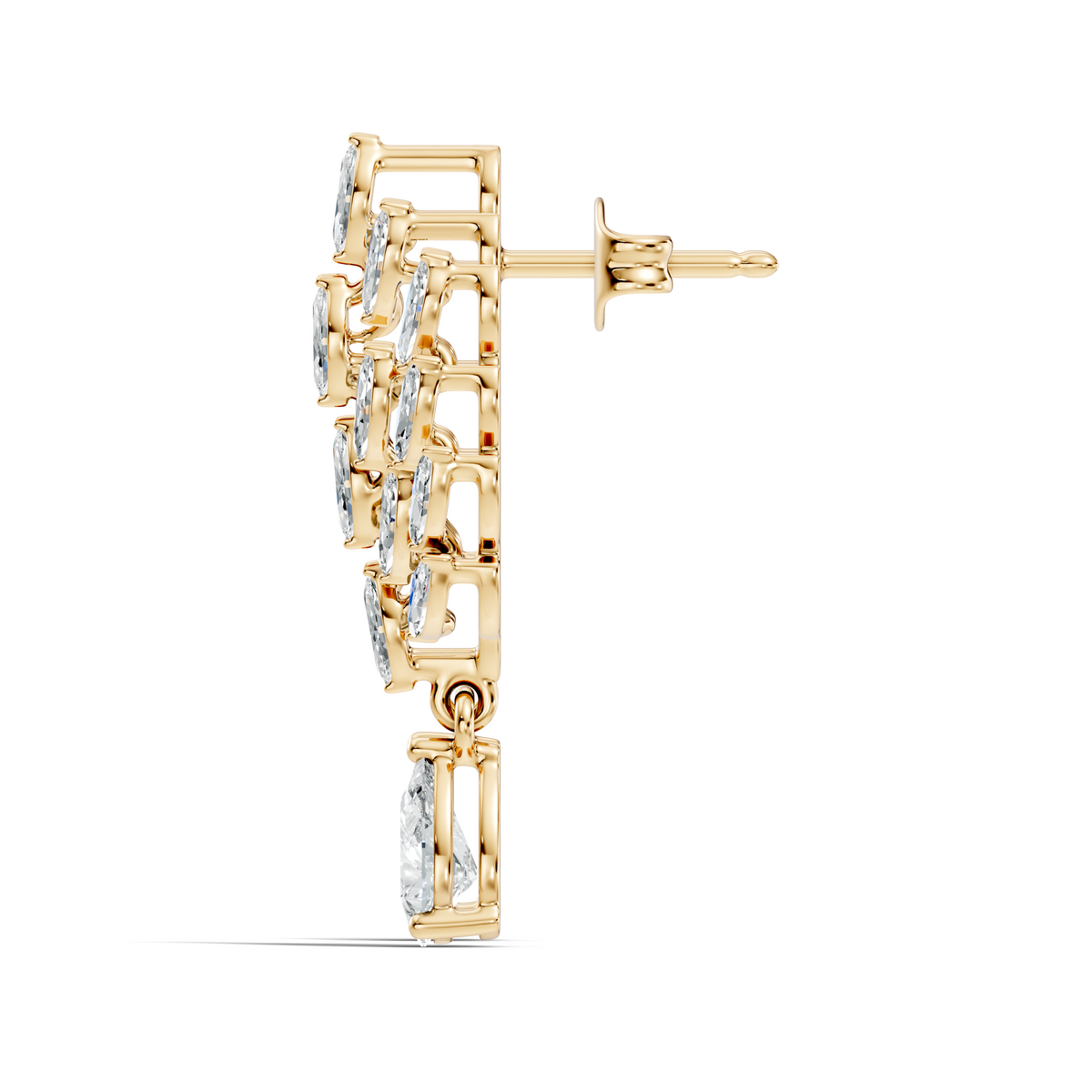 Gold 2Ct Marquise Petal Cluster Lab Grown Diamond Loryx Earring