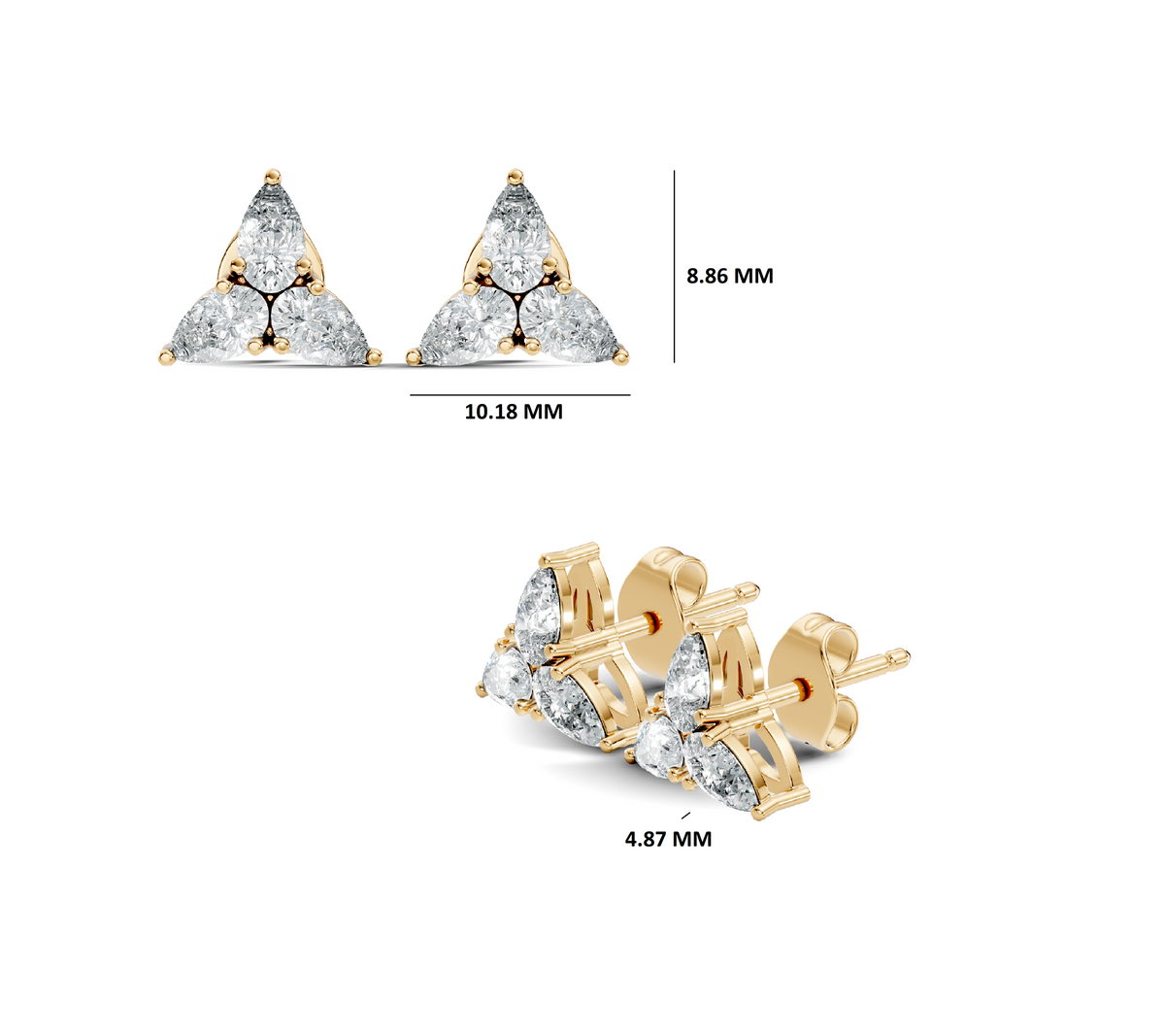 Gold 1Ct Trillion Cluster Design Pear Lab Grown Diamond Jazra Earring