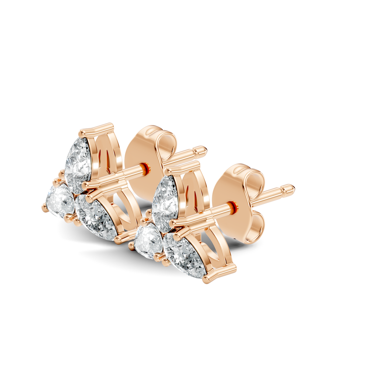 Gold 1Ct Trillion Cluster Design Pear Lab Grown Diamond Jazra Earring