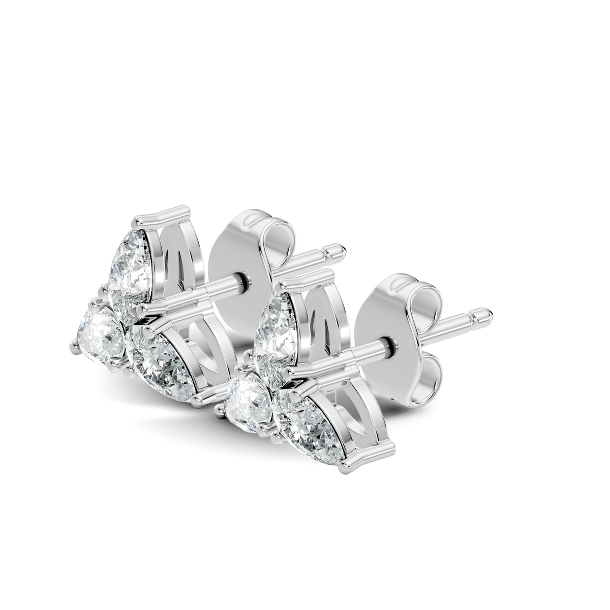Gold 1Ct Trillion Cluster Design Pear Lab Grown Diamond Jazra Earring
