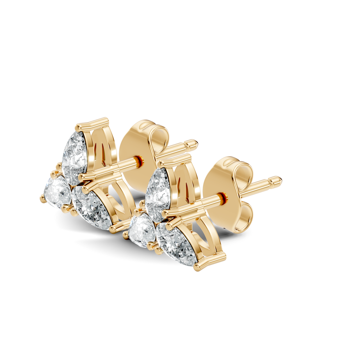 Gold 1Ct Trillion Cluster Design Pear Lab Grown Diamond Jazra Earring