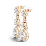 Gold 3Ct Oval Pave Halo Drop Lab Grown Diamond Tiryn Earring