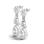 Gold 3Ct Oval Pave Halo Drop Lab Grown Diamond Tiryn Earring