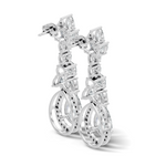 Gold 3Ct Oval Pave Halo Drop Lab Grown Diamond Tiryn Earring