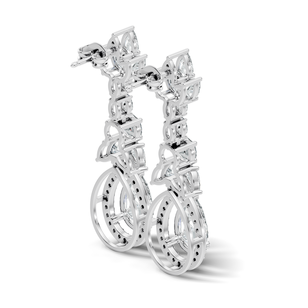 Gold 3Ct Oval Pave Halo Drop Lab Grown Diamond Tiryn Earring