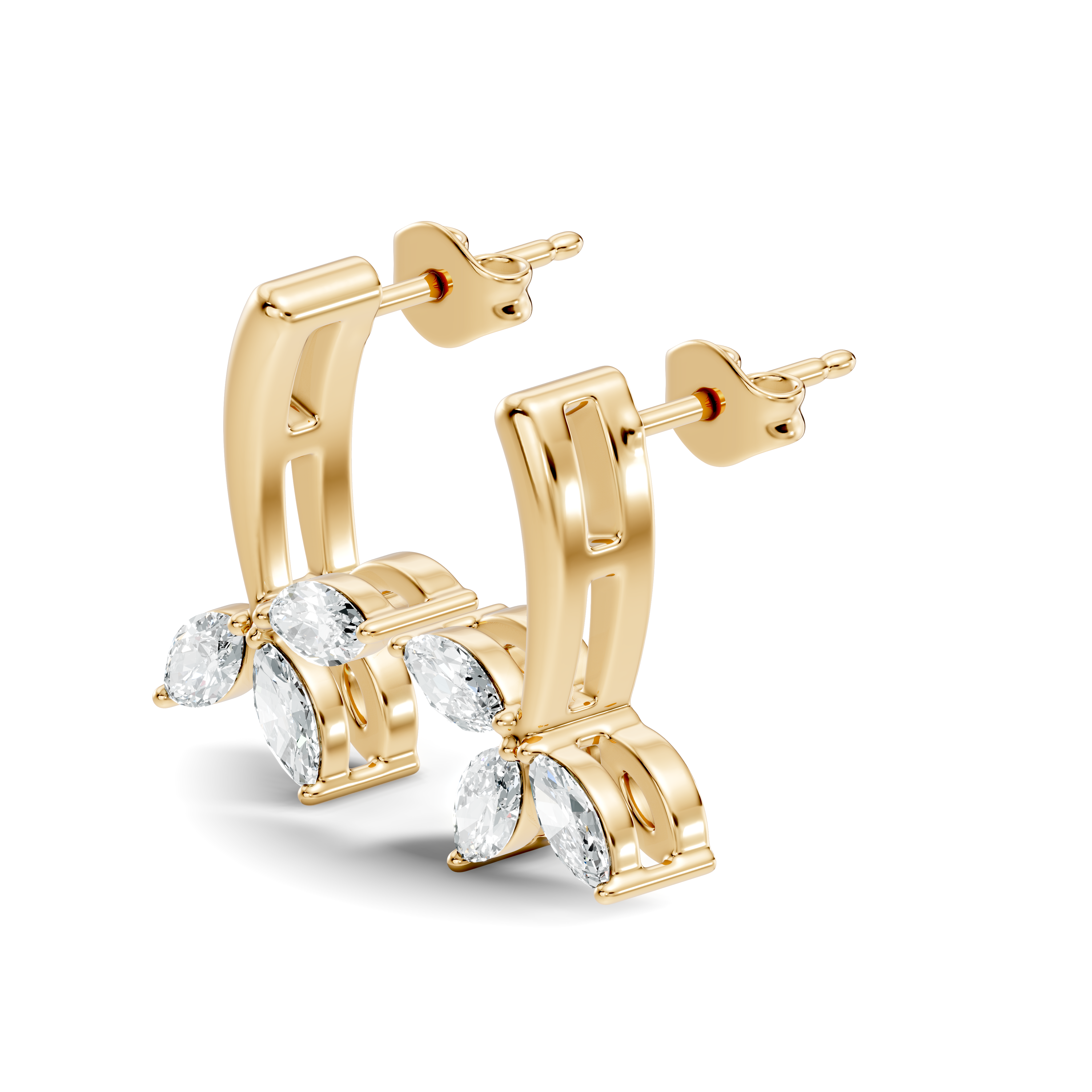 Gold Cluster Petal Marquise Lab Grown Diamond Rexia Earring