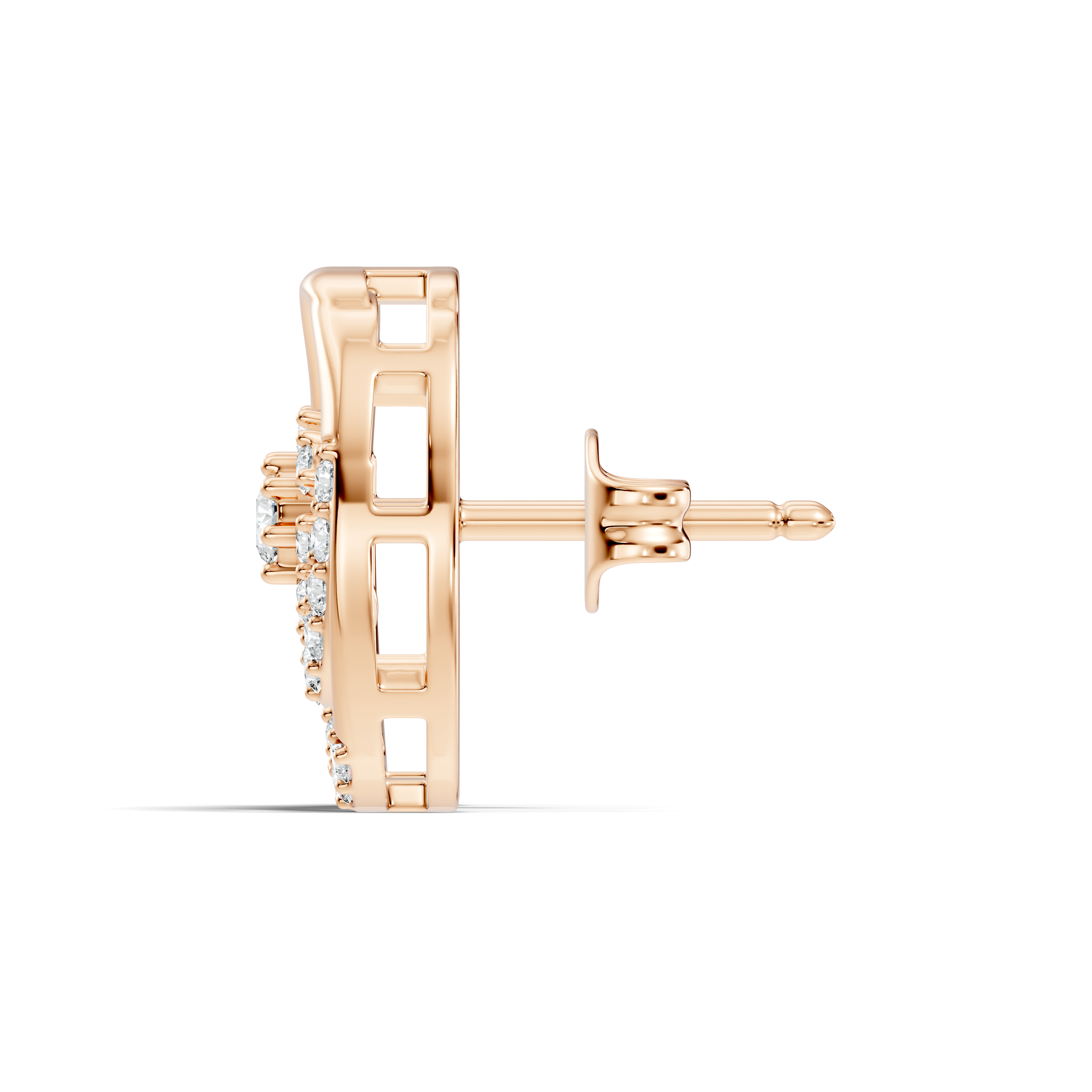 Gold Spiral Halo Floral Design Round Lab Grown Diamond Sylor Earring