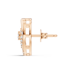 Gold Spiral Halo Floral Design Round Lab Grown Diamond Sylor Earring
