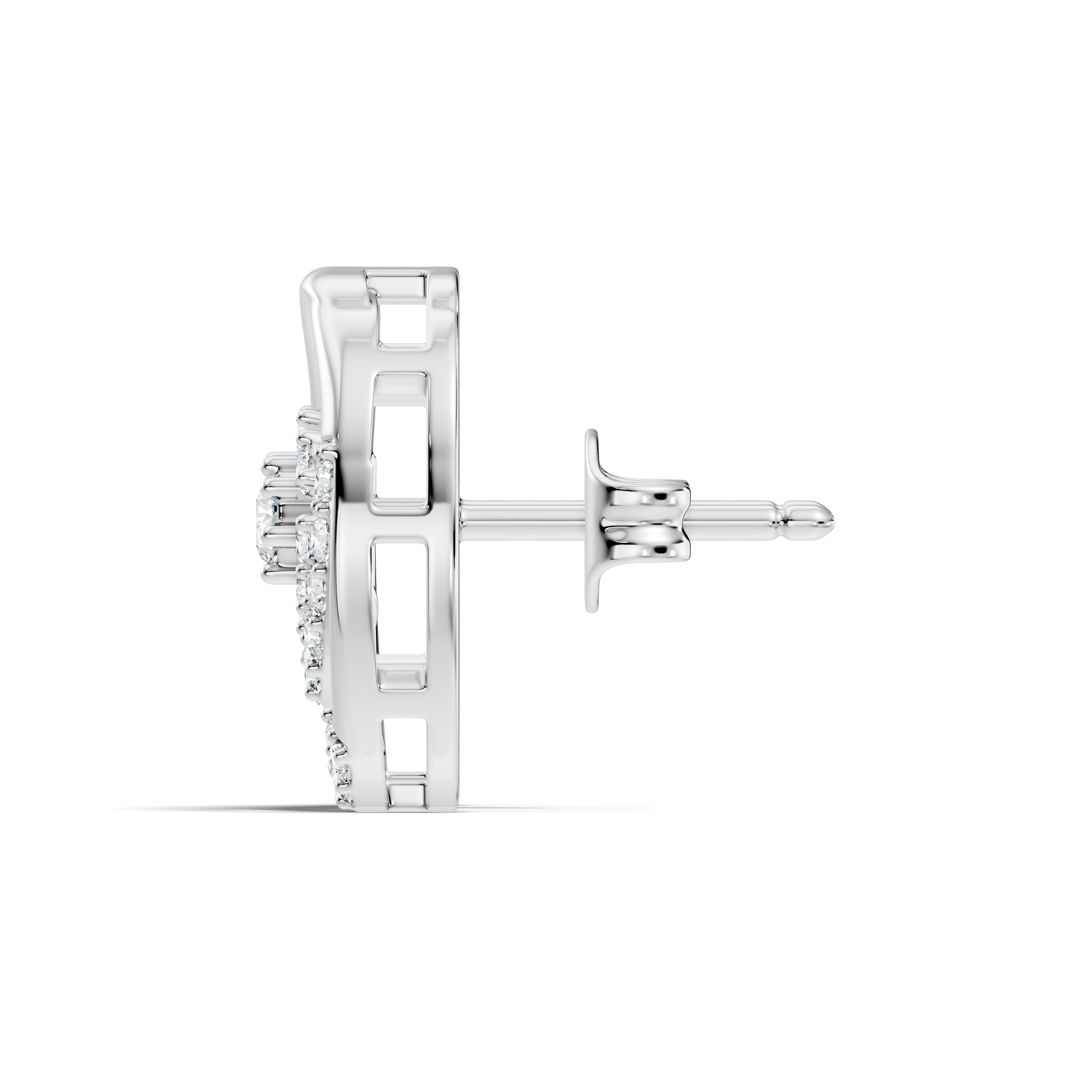 Gold Spiral Halo Floral Design Round Lab Grown Diamond Sylor Earring