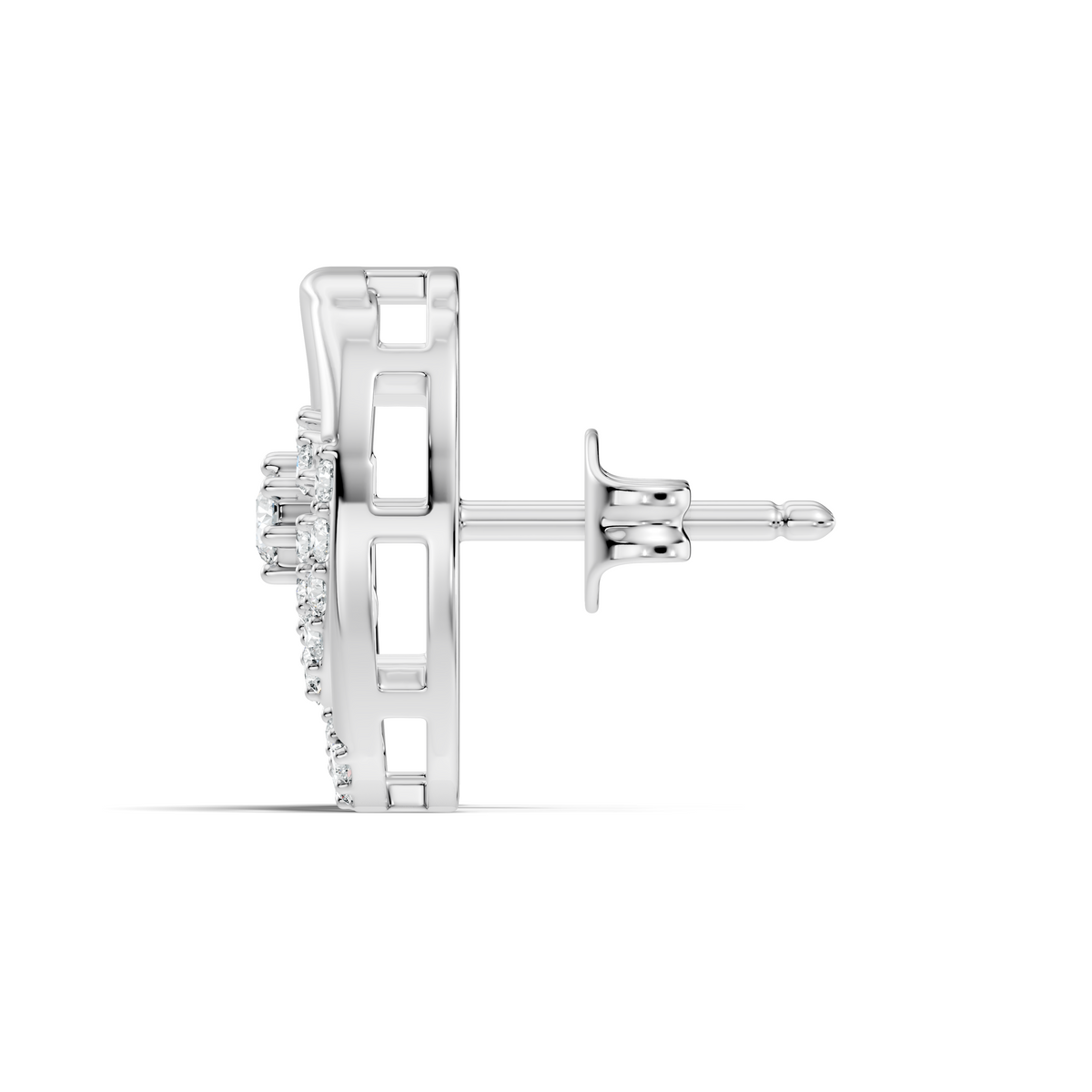 Gold Spiral Halo Floral Design Round Lab Grown Diamond Sylor Earring