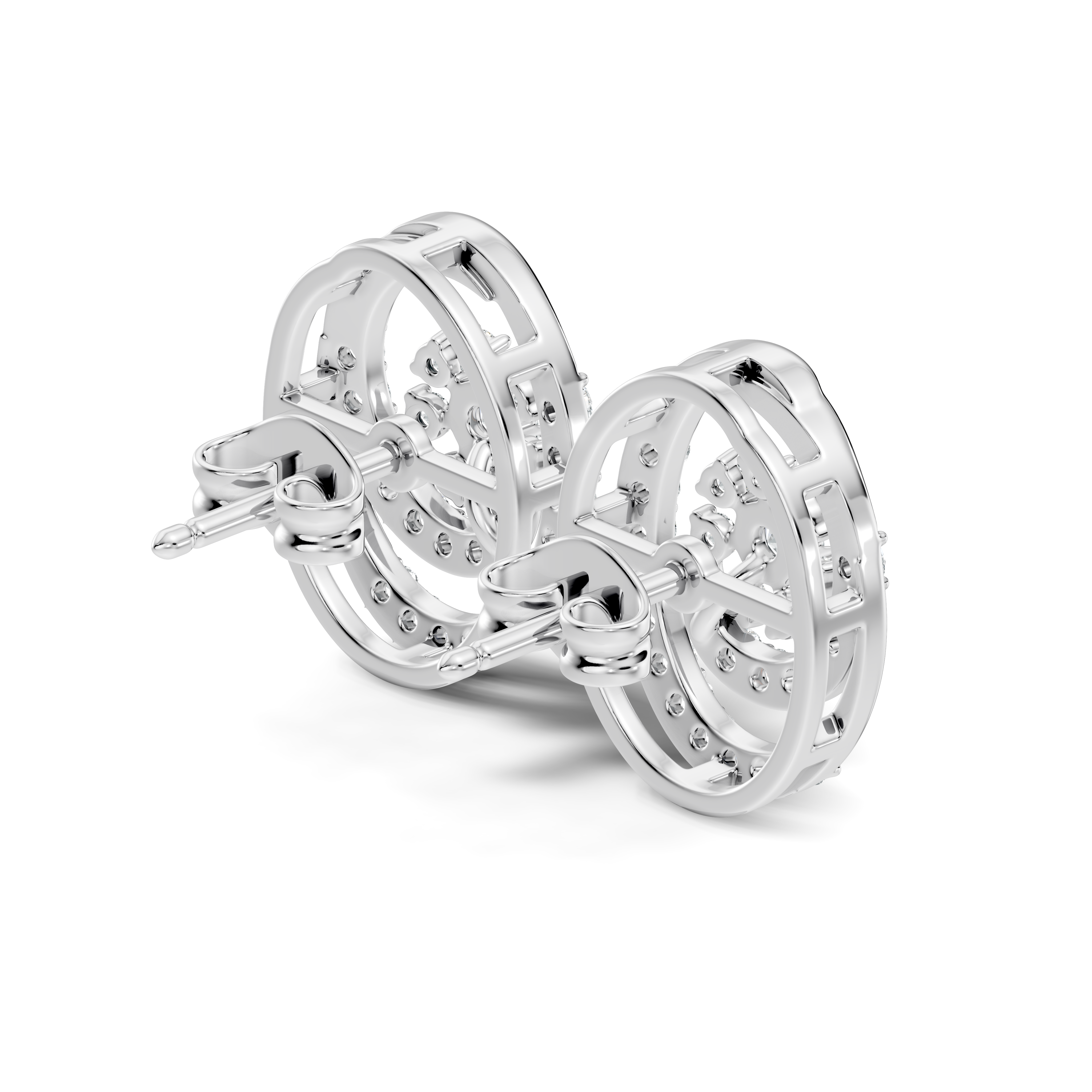 Gold Spiral Halo Floral Design Round Lab Grown Diamond Sylor Earring