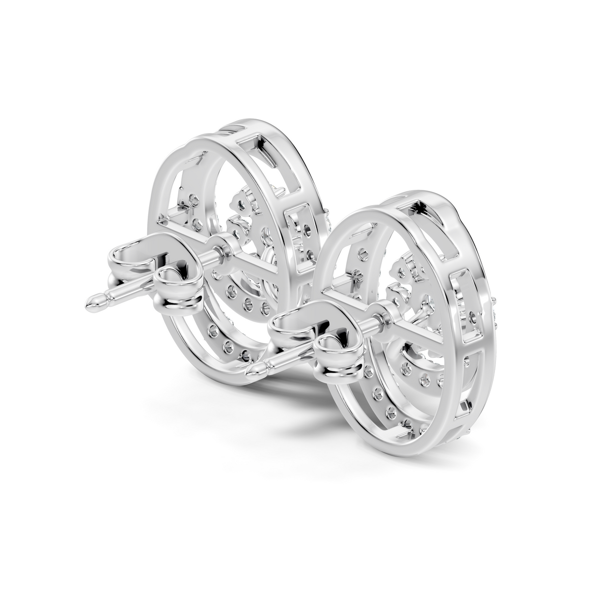 Gold Spiral Halo Floral Design Round Lab Grown Diamond Sylor Earring