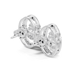 Gold Spiral Halo Floral Design Round Lab Grown Diamond Sylor Earring