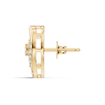 Gold Spiral Halo Floral Design Round Lab Grown Diamond Sylor Earring