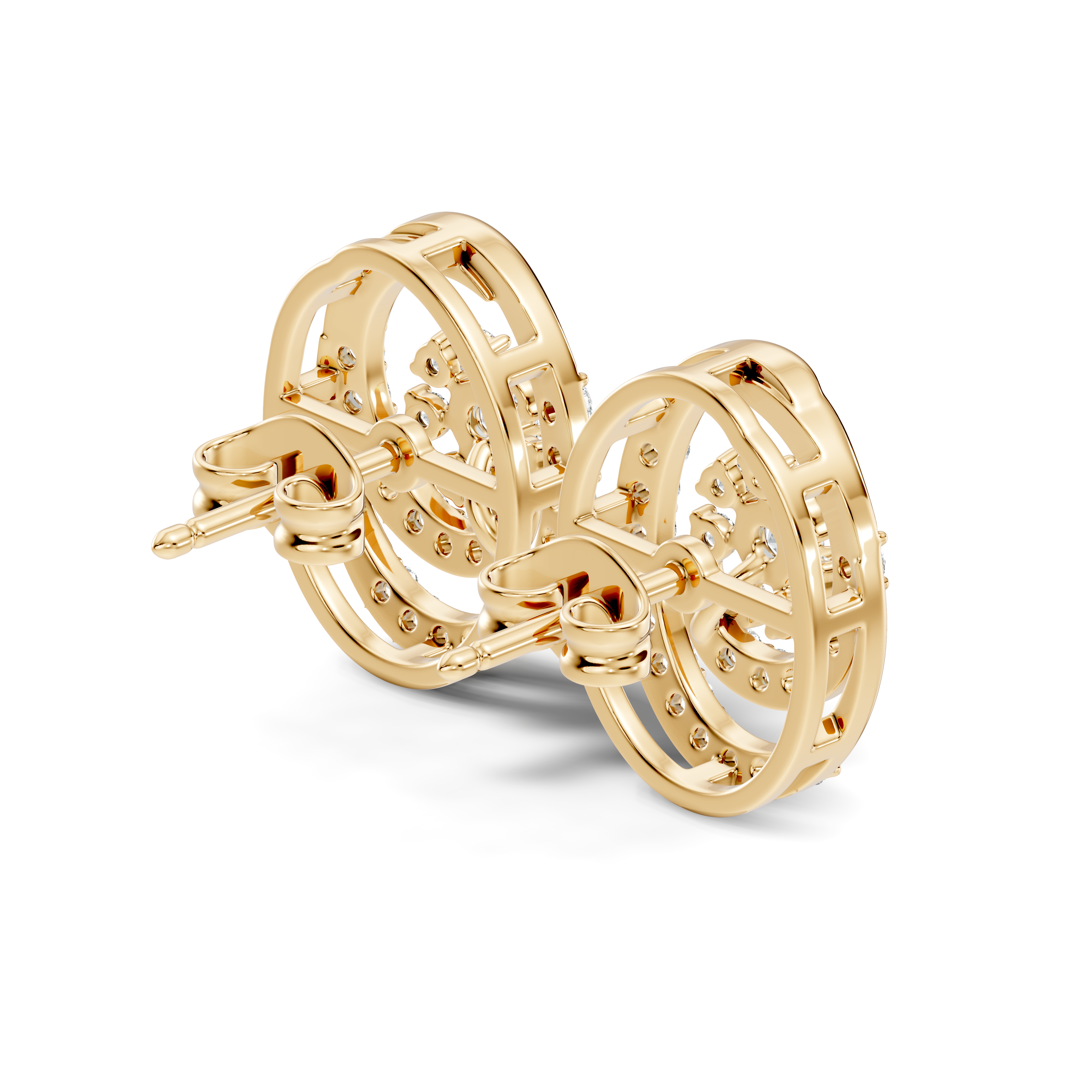 Gold Spiral Halo Floral Design Round Lab Grown Diamond Sylor Earring