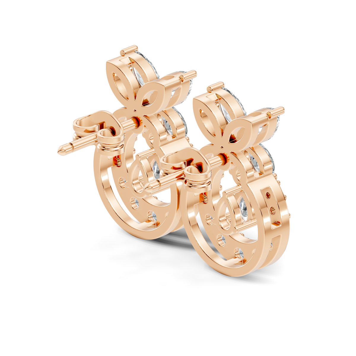 Gold 1Ct Swirl Halo Drop Design Pear Lab Grown Diamond Wylin Earring