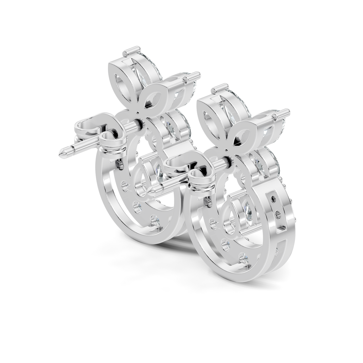 Gold 1Ct Swirl Halo Drop Design Pear Lab Grown Diamond Wylin Earring